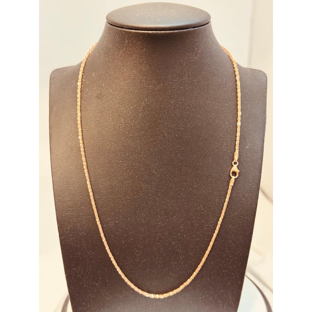 14k Gold Fancy Diamond Cut Italian Rose Gold Chain, 18" Long For Sale - Image 4 of 18