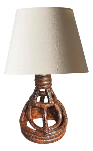 French Sculptural Terracotta Earthenware Table Lamp, 1960s