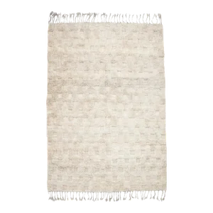 All Natural Hand-Spun Wool Checker Flatweave & Pile Moroccan Rug - 5'1 X 8'8"