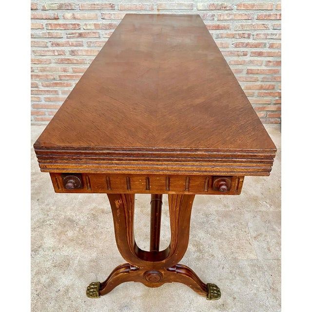Wood Mid-Century Modern Convertible Dining Table with Bronze Claw Legs, 1950s For Sale - Image 7 of 18