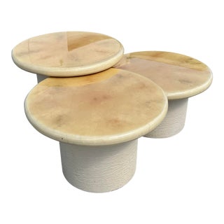 Karl Springer Style Goatskin Mushroom Nesting Tables For Sale