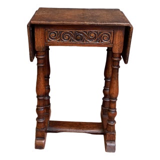 Antique Drop Leaf Joint Stool, 1700s For Sale