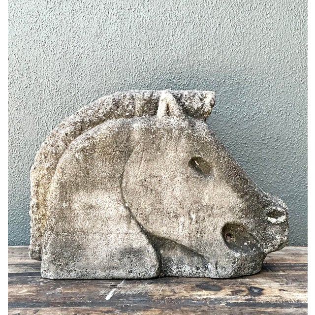 Late 20th Century Vintage Cast Concrete Horse Head For Sale - Image 5 of 12