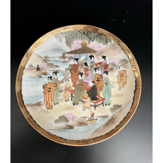 Gold Late 19th Century Japanese Kutani Small Decorative Plates With Gold Gilt Detail-Set of 3 For Sale - Image 8 of 10