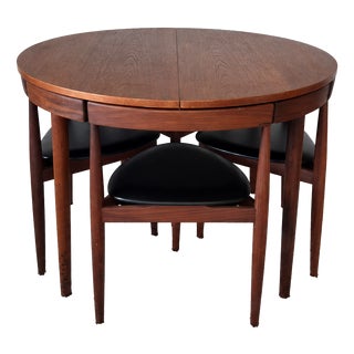 Round Extendable Dining Table and Chairs in Teak by Hans Olsen for Frem Røjle, Denmark, 1960s, Set of 5 For Sale