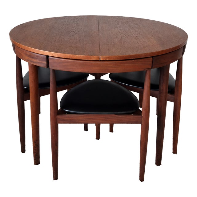 Round Extendable Dining Table and Chairs in Teak by Hans Olsen for Frem Røjle, Denmark, 1960s, Set of 5 For Sale