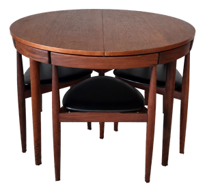 Round Extendable Dining Table and Chairs in Teak by Hans Olsen for Frem Røjle, Denmark, 1960s, Set of 5