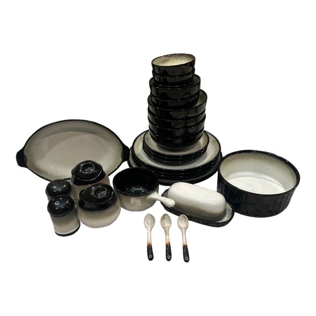 Vintage Sango Black Dinnerware Set - 29 Pieces For Sale