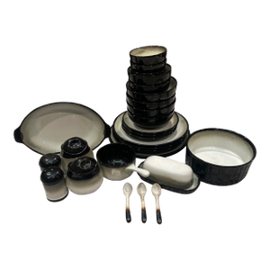 Vintage Sango Black Dinnerware Set - 29 Pieces
