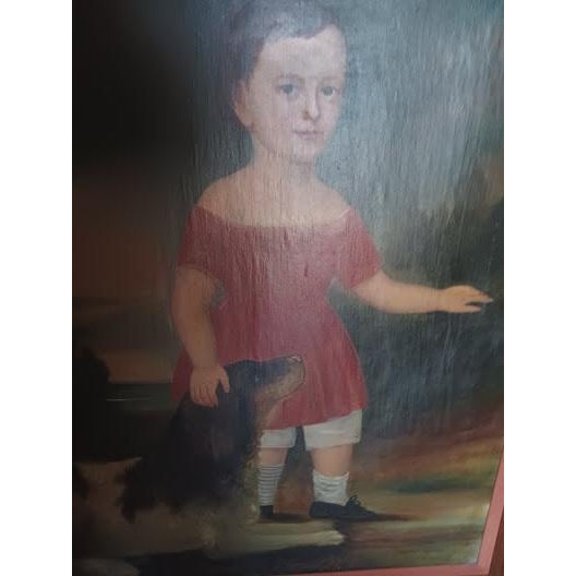 English 1800's Portrait of a Boy and Dog For Sale - Image 3 of 10
