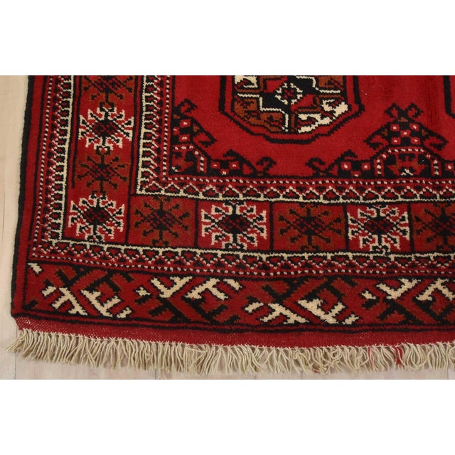 Turkmen Runner 3’3” X 9’6” Red Wool Vintage Tribal Hand-Knotted Oriental Rug For Sale - Image 9 of 12