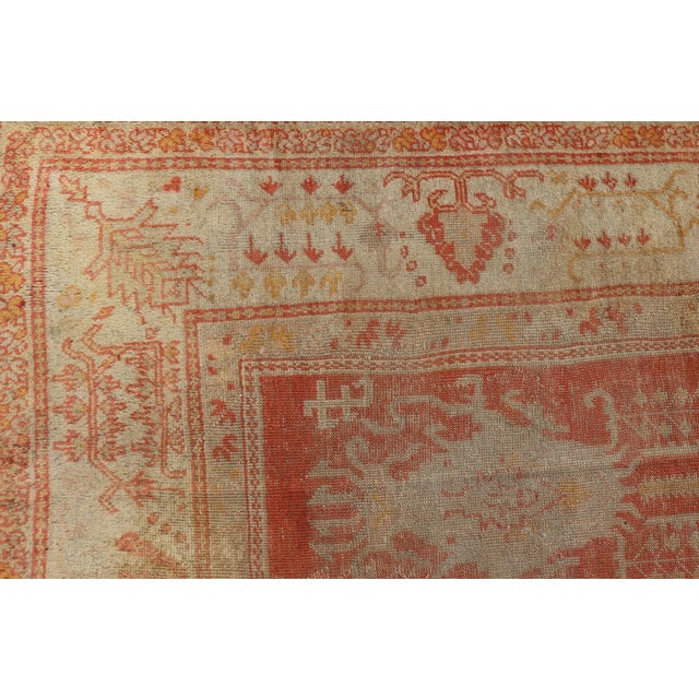 Tribal Antique Turkish Oushak Rug With Soft Apricot Field and Faded Cream 11'5 X 15'0 For Sale - Image 3 of 12