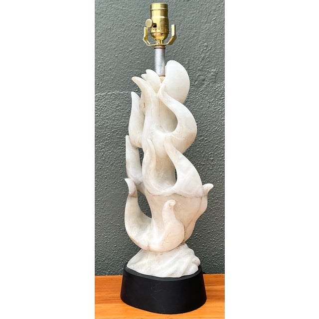 Alabaster Vintage Abstract Carved Stone Lamp For Sale - Image 8 of 12