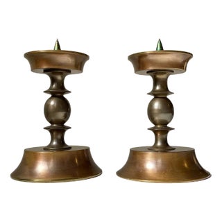 Art Deco Bronze Altar Candleholders from Cawa, 1930s, Set of 2 For Sale