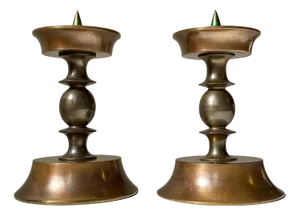 Art Deco Bronze Altar Candleholders from Cawa, 1930s, Set of 2