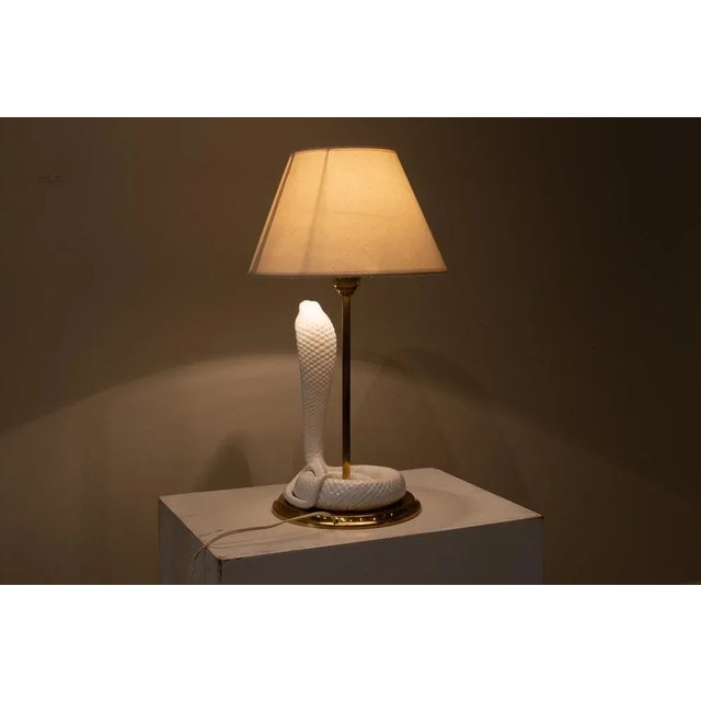 Ceramic White Porcelain Table Lamp attributed to Tommaso Barbi, Italy, 1970s For Sale - Image 7 of 11