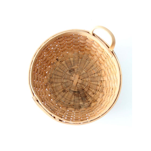 Vintage Handwoven Wood Splint Basket For Sale - Image 11 of 15
