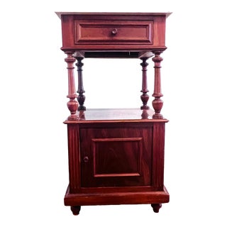 Antique French 19th Century Night Stand in Solid Walnut With Marble Top For Sale