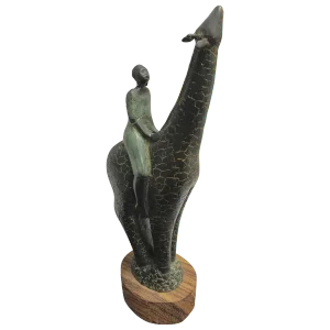 Craig Lehmann Bronze Giraffe With African Rider