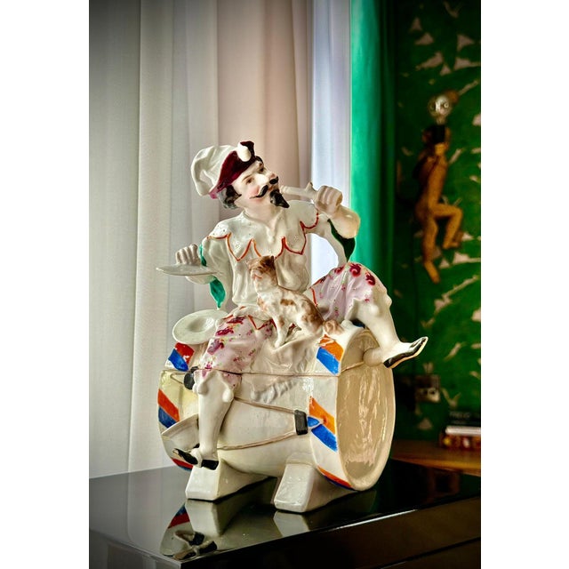 Large Antique German Figural Tobacco Jar Jester with Cat from Conta & Boehme, 1890s For Sale - Image 3 of 13