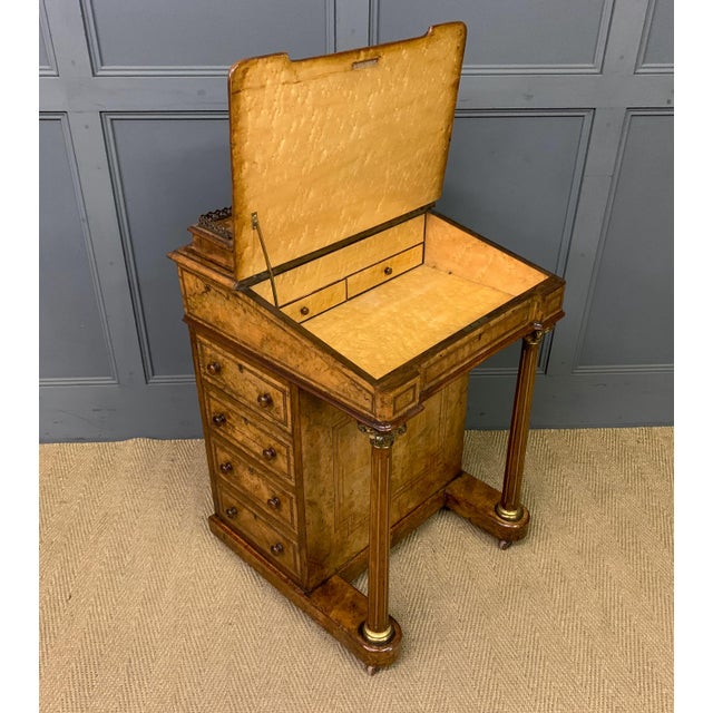 Victorian Inlaid Burr Walnut Davenport Desk, 1865 For Sale - Image 11 of 18