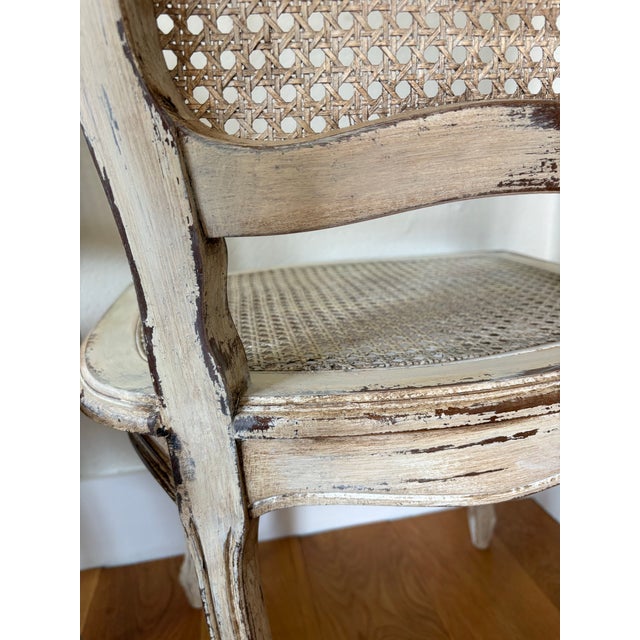 Cream 1940s Pair Louis XV Style Caned Back/Seat Accent Chairs For Sale - Image 8 of 12