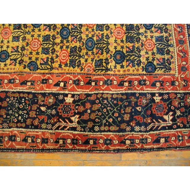 Mid 19th Century Stunning Light-Yellow Background With Tiny Roses in a Floral Design Antique Bijar Rug For Sale - Image 5 of 9