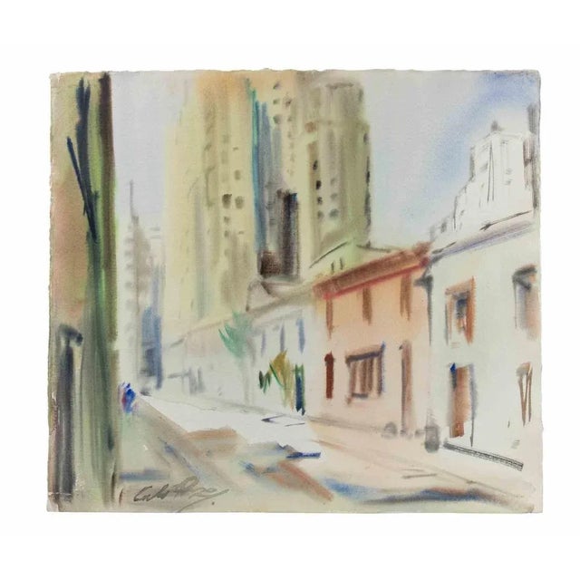 Watercolor on heavy paper realized by Carlo Ravagnan in 1970s. Hand signed lower left. Excellent condition. This piece is...
