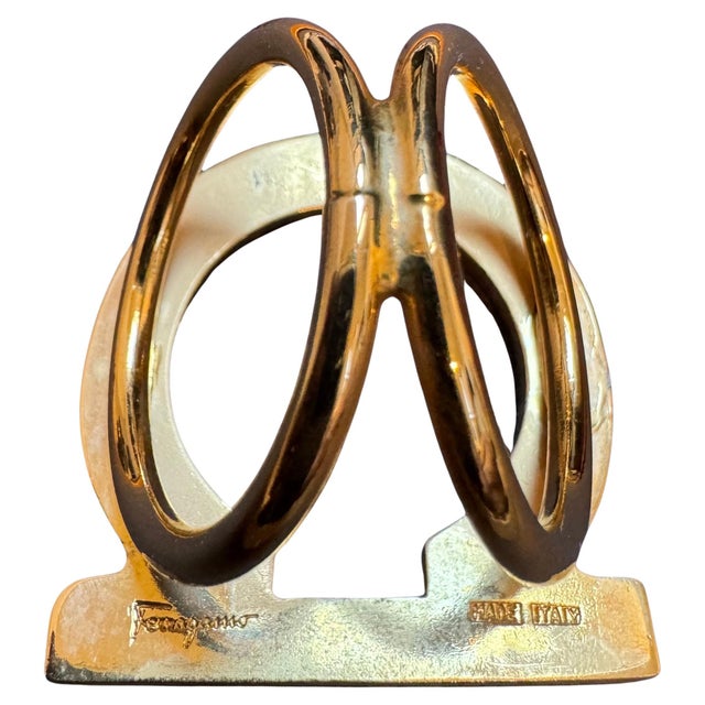 Salvatore Ferragamo Ganchini scarf ring gold Tone, Large Size For Sale - Image 15 of 18