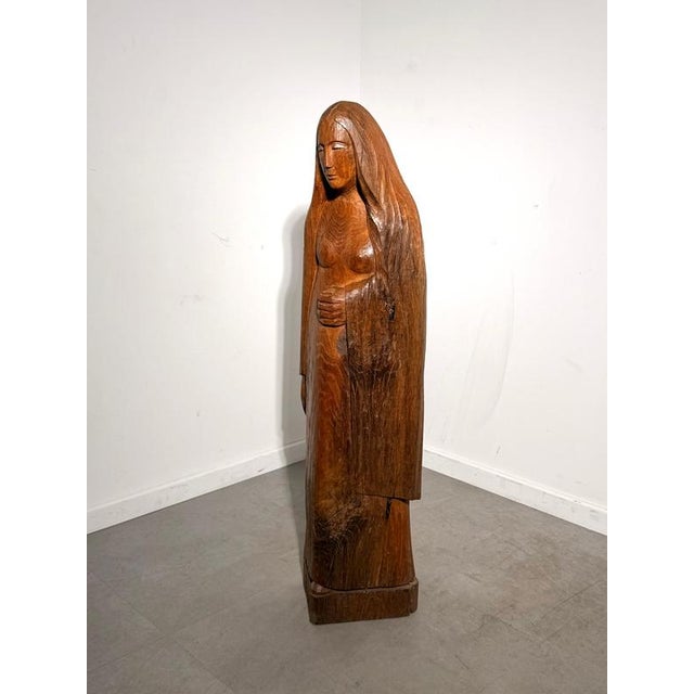 Wood Carved Wooden Female Sculpture by Rutger Rosier For Sale - Image 7 of 7