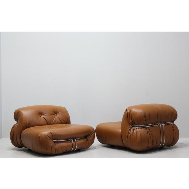Soriana Armchairs in Leather by Afra and Tobia Scarpa for Cassina, 1969, Set of 2 For Sale - Image 13 of 16