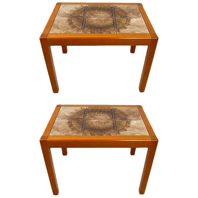 Pair Of Danish Modern Tile Top Tables Chairish