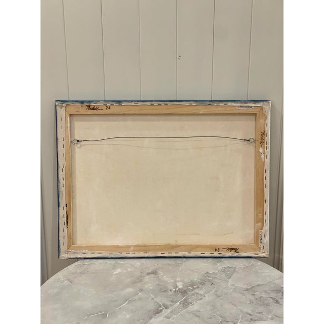 Shabby Chic Late 20th Century Original Landscape Painting of an Autumn Maple Tree and White Picket Fence For Sale - Image 3 of 5