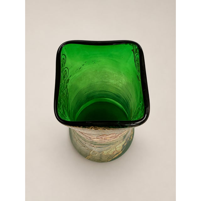 French Art Nouveau Belfort Vase in Enameled Emerald Green Glass by Legras Montjoye, 1900s For Sale - Image 9 of 12