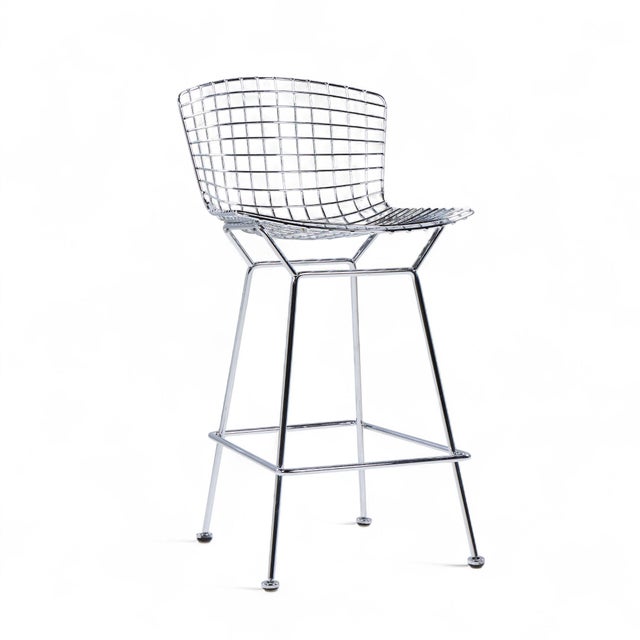 Knoll Harry Bertoia for Knoll Mid Century Chrome Counter Stools - Pair For Sale - Image 4 of 13