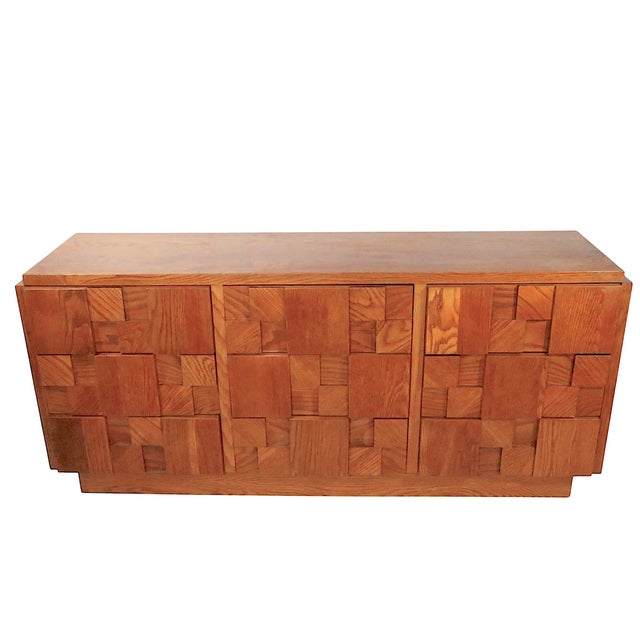 Lane  brutalist Brutalist Lane Staccato Block Front Nine Drawer Dresser C. 1970's For Sale - Image 4 of 17