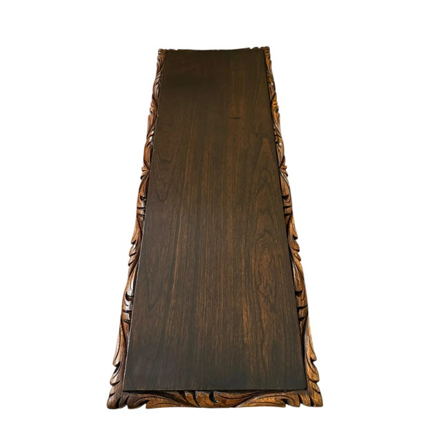 Spanish Baroque Carved Wood Arts & Crafts Hall Bench Seat For Sale - Image 10 of 16