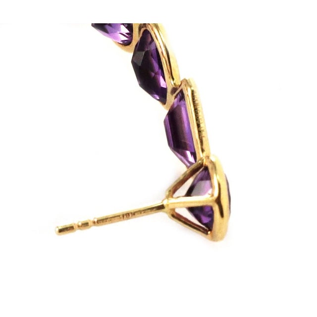 Mid 20th Century Pair of Amethyst Oval Bezel Set 18k Yellow Gold Inside Out Hoop Earrings For Sale - Image 9 of 9