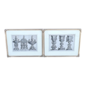 Pair of Large Antique Etchings: Renaissance, by Jacob Petit (French, 1797–1868)