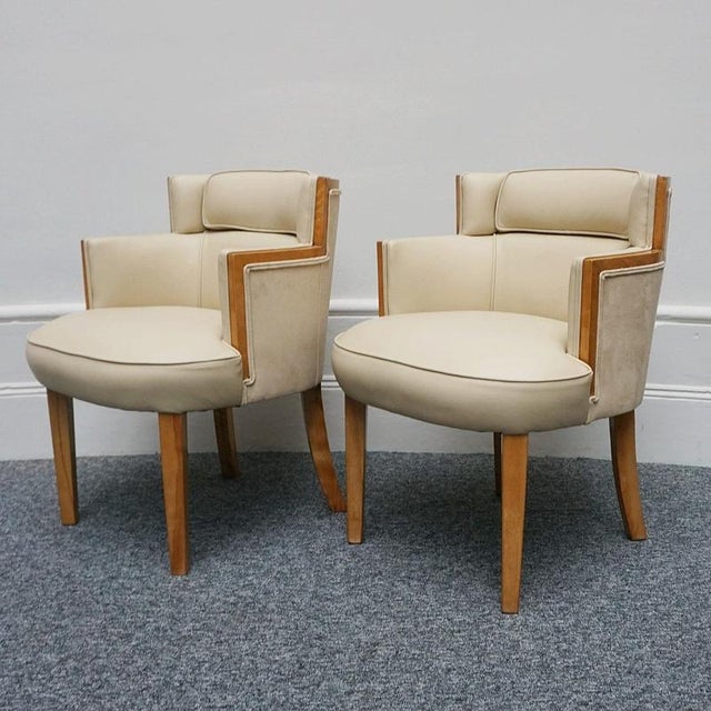 Brown Banker's Armchairs, 1930s, Set of 2 For Sale - Image 8 of 10