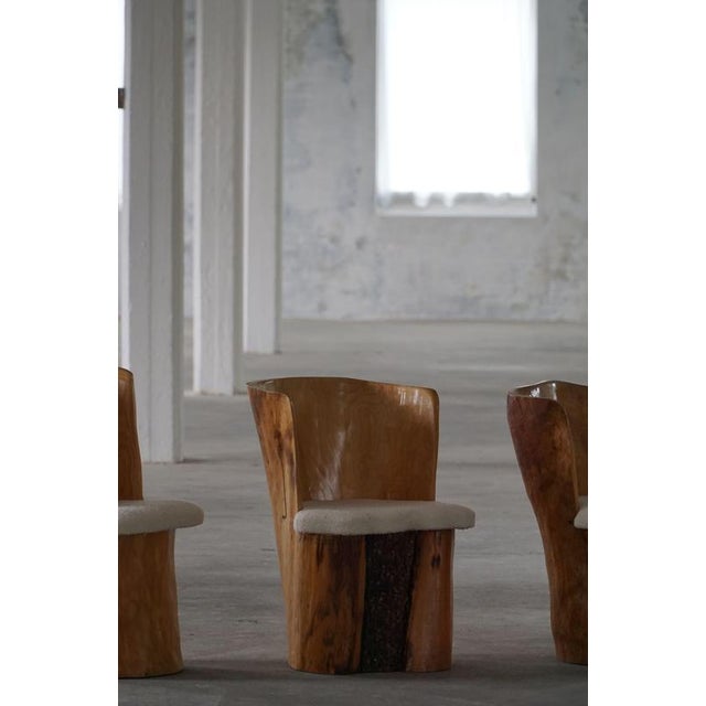 Swedish Stump Chairs in Wood with Bouclé Seats, 1960s, Set of 4 For Sale - Image 9 of 18