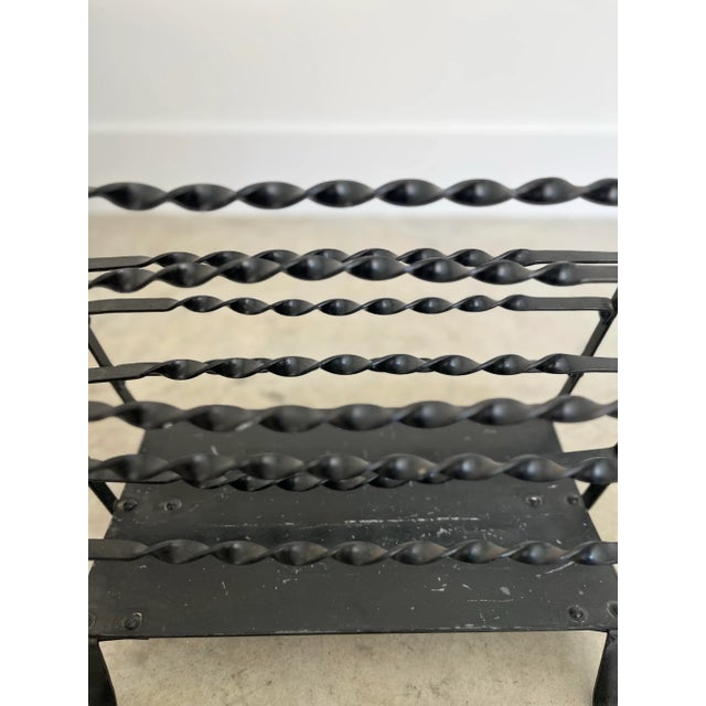 Metal 1960s Vintage French Twisted Wrought Iron Magazine Rack For Sale - Image 7 of 12