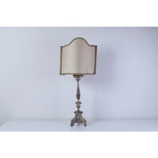 Table Lamp in Wood & Silver Laminate, 1890s For Sale - Image 13 of 13