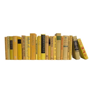 Decorative Books - Vintage Saffron Books - Yellow Books By The Foot For Sale