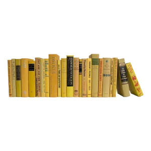 Decorative Books - Vintage Saffron Books - Yellow Books By The Foot
