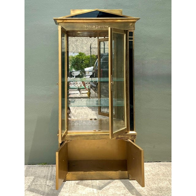 Mastercraft Vintage Mastercraft Brass Pediment Cabinet For Sale - Image 4 of 18