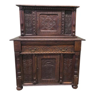 Carved Oak Court Cupboard, 17th Century For Sale