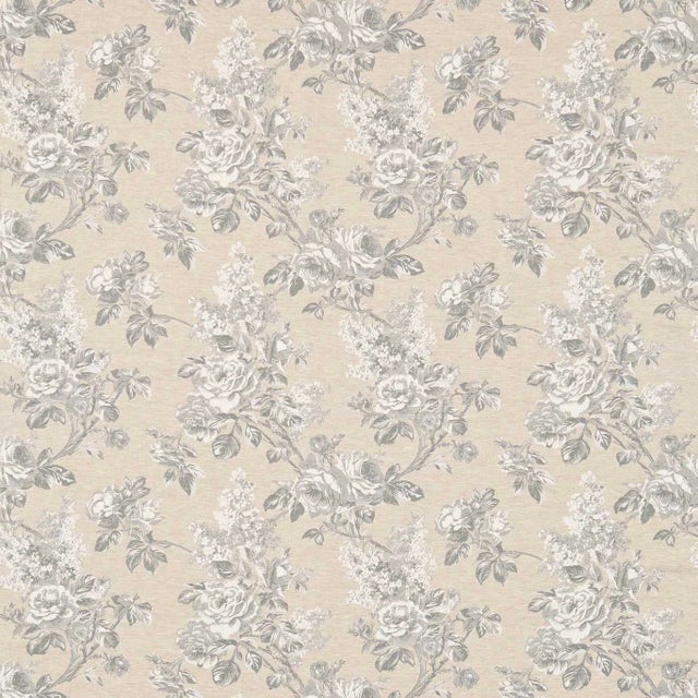Sanderson Sorilla Damask Fabric in Silver/Linen - a Sample For Sale