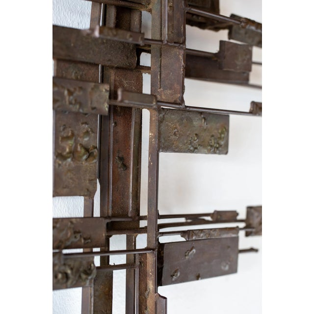 1960s Jack Boyd Hand Forged Steel and Bronze Textured Wall Sculpture, Late 1960s For Sale - Image 5 of 12