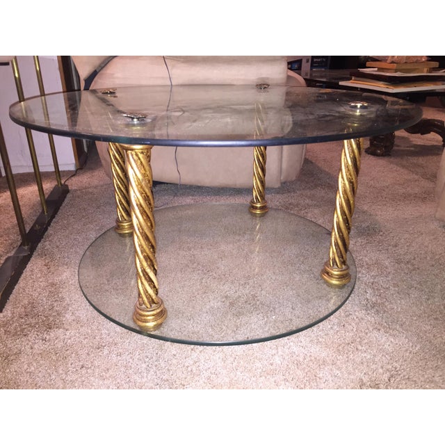 Gold Leaf & Glass 4 Pillar Side Table Chairish